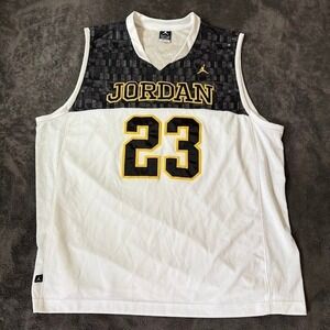 Jordan Brand Michael Jordan 23 Basketball Jersey White Black Yellow XL